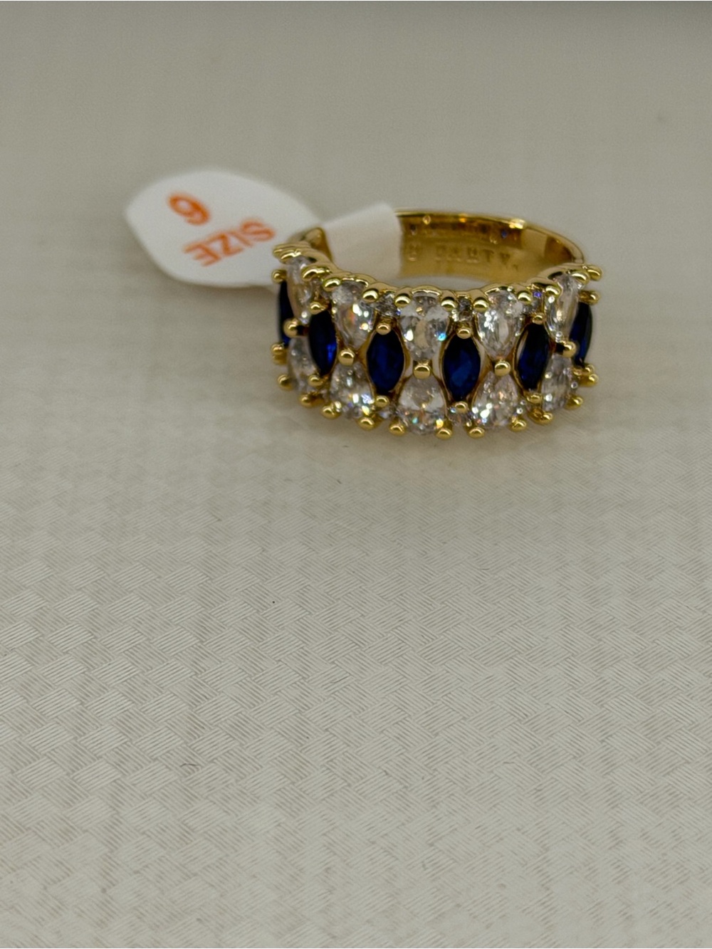 Bomb party og ring sapphire cz gold plating size 6 nwt